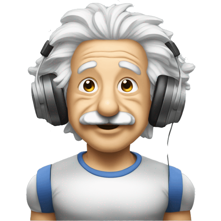 albert einstein happy listening music in the gym emoji