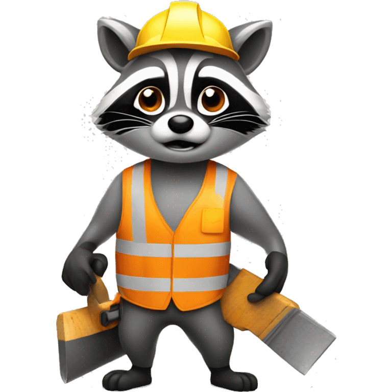 Raccoon construction worker warning emoji