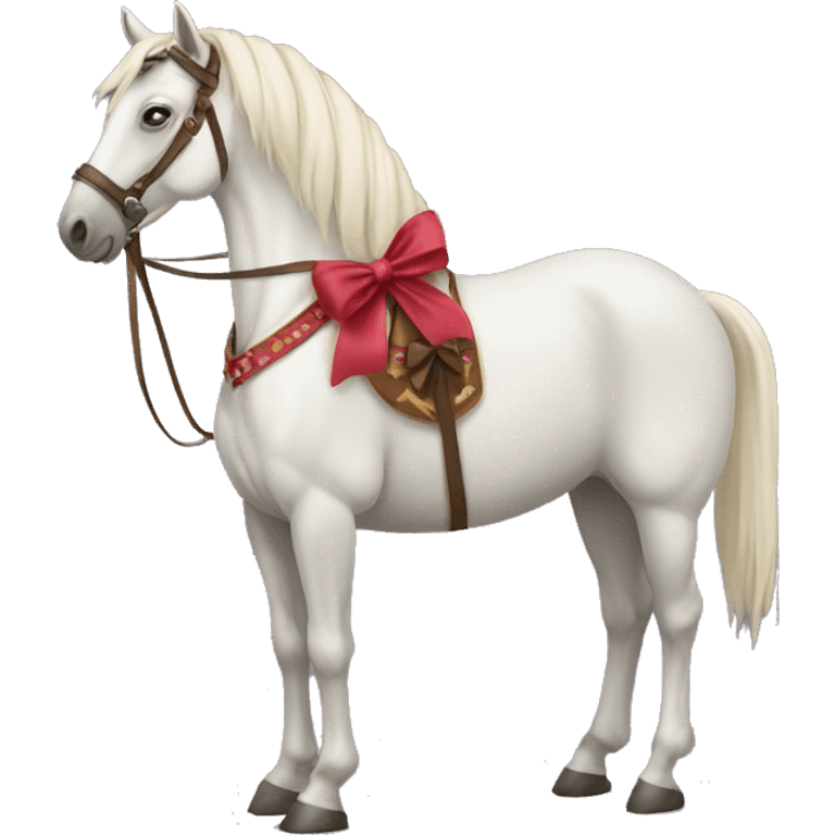 full-length horse with a bow emoji