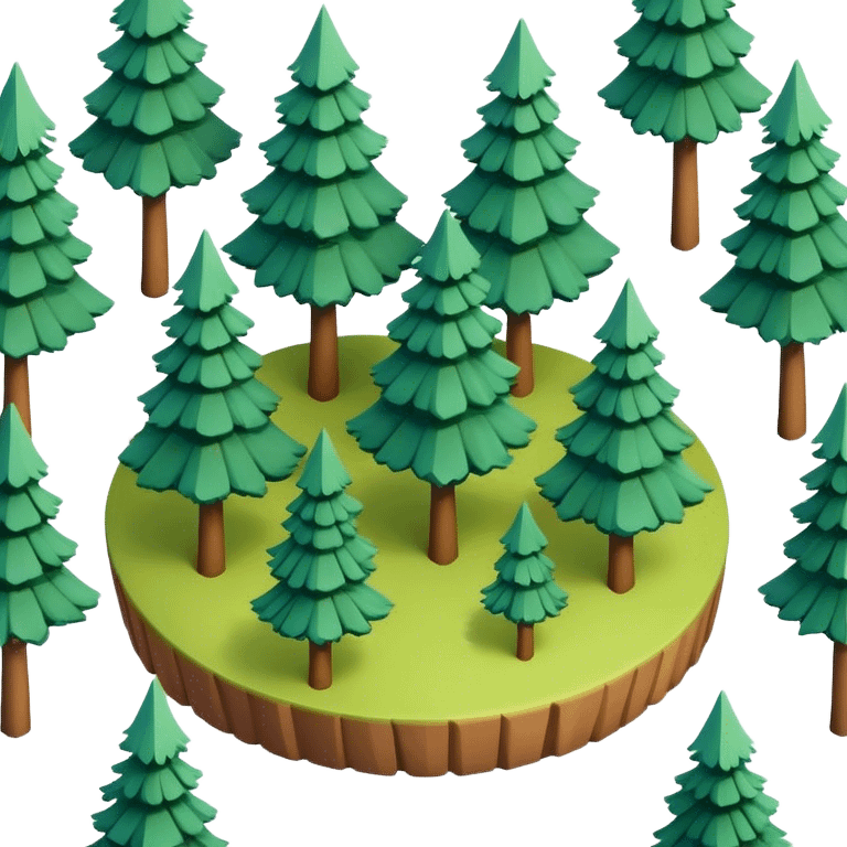 small grove 3d isometric pine trees centered emoji