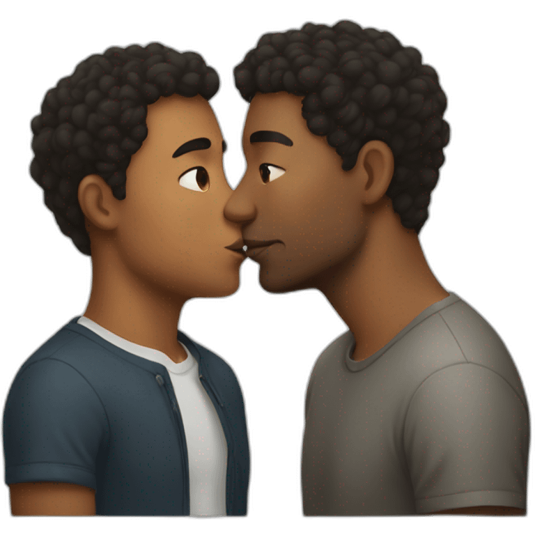 mixed-race men kissing emoji