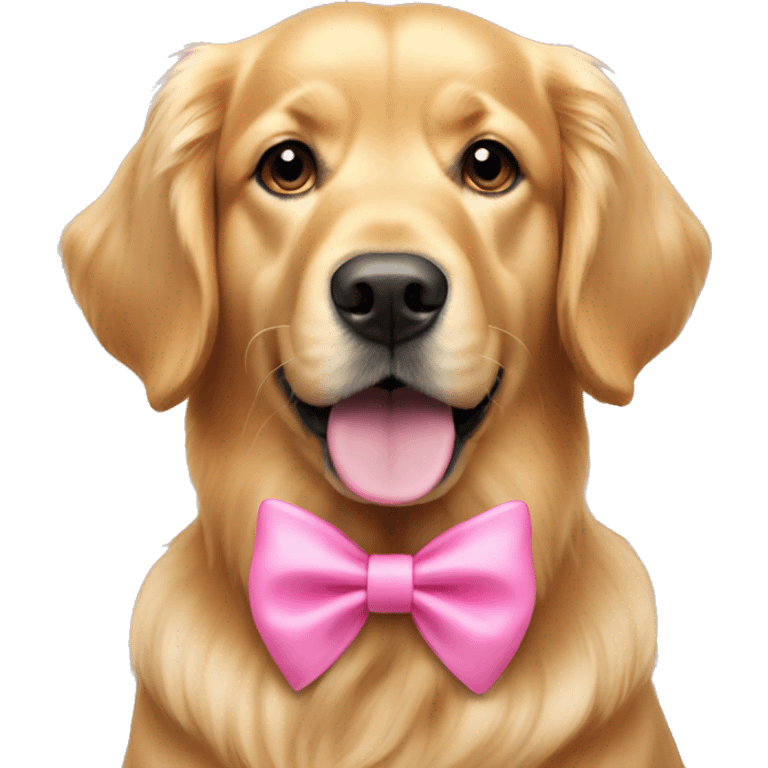 Golden retriever with pink bows in ears emoji