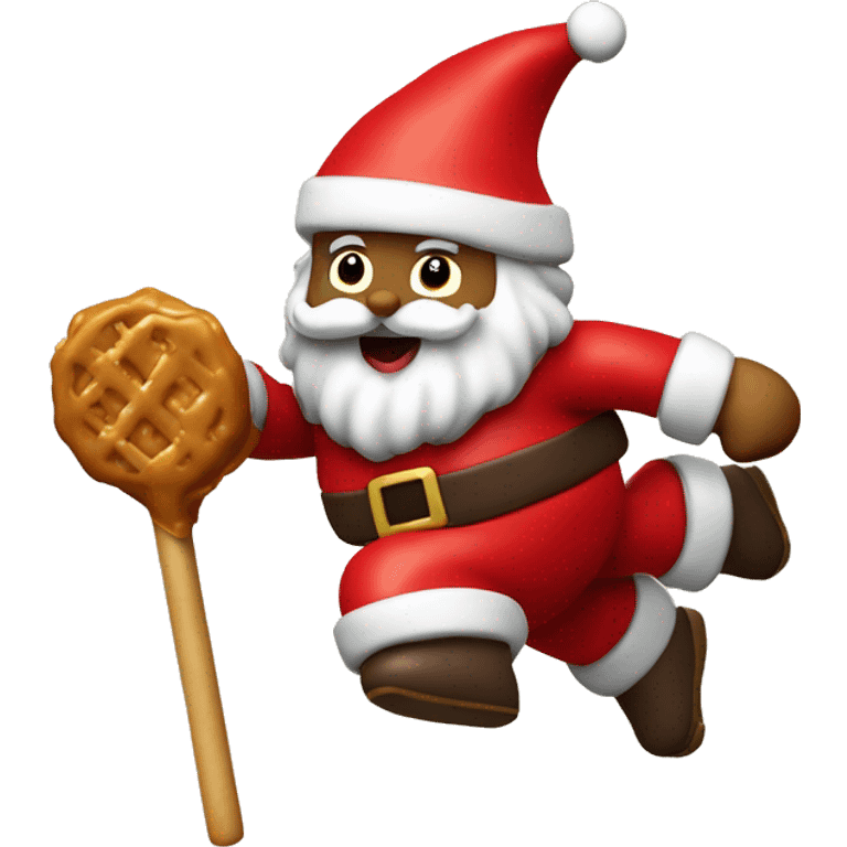 Santa Claus flies on a caramel stick emoji