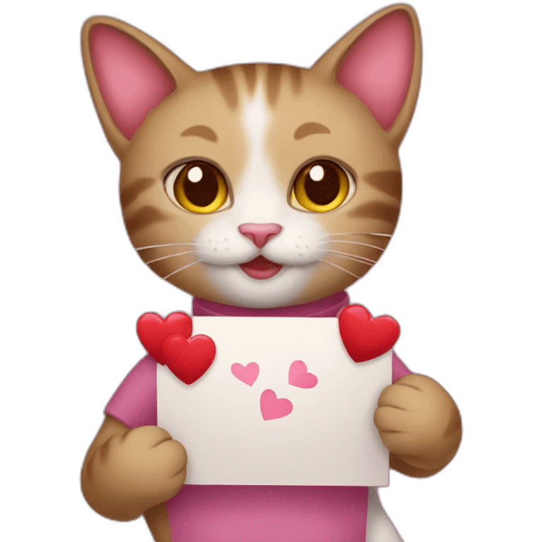 cat holding valentine card emoji