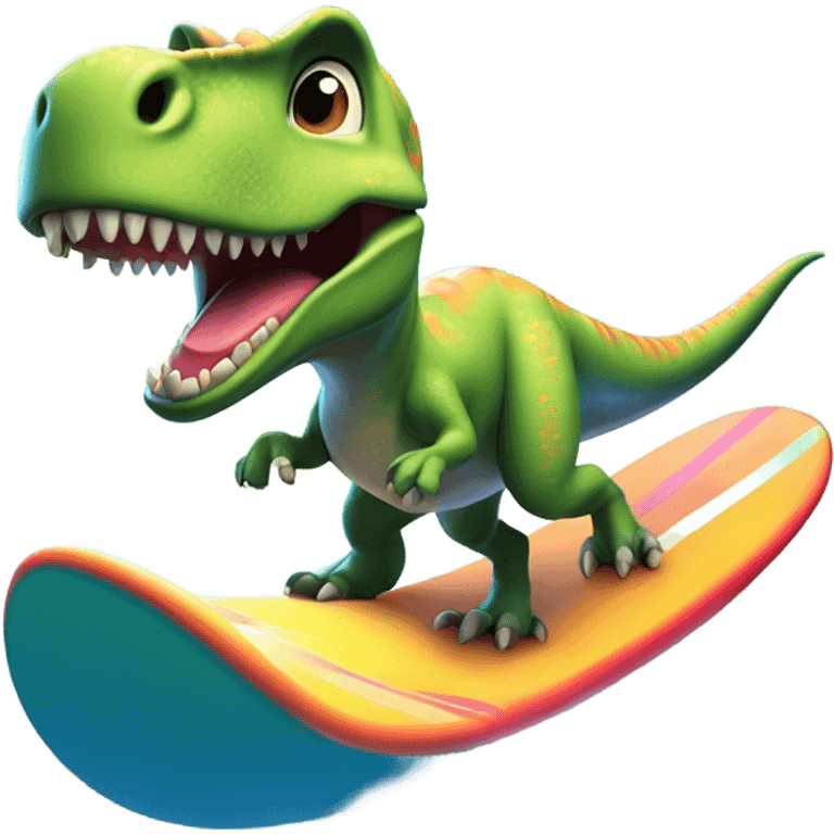 Dinosaur riding a surfboard emoji