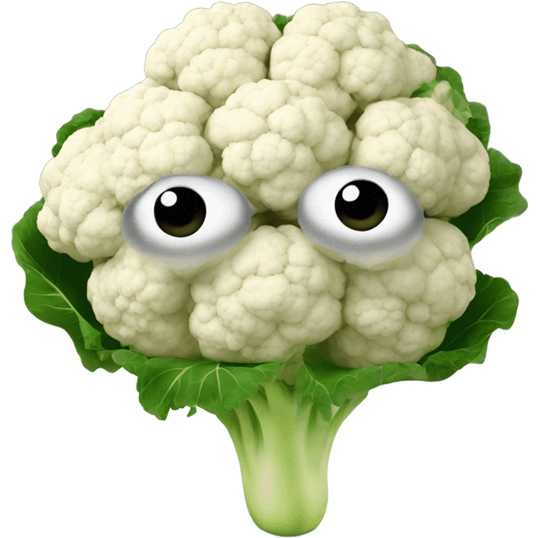 cauliflower looks into the mirror with big eyes emoji