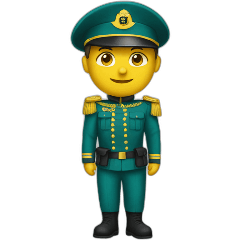 militar with a yellow helmet and teal clothes emoji