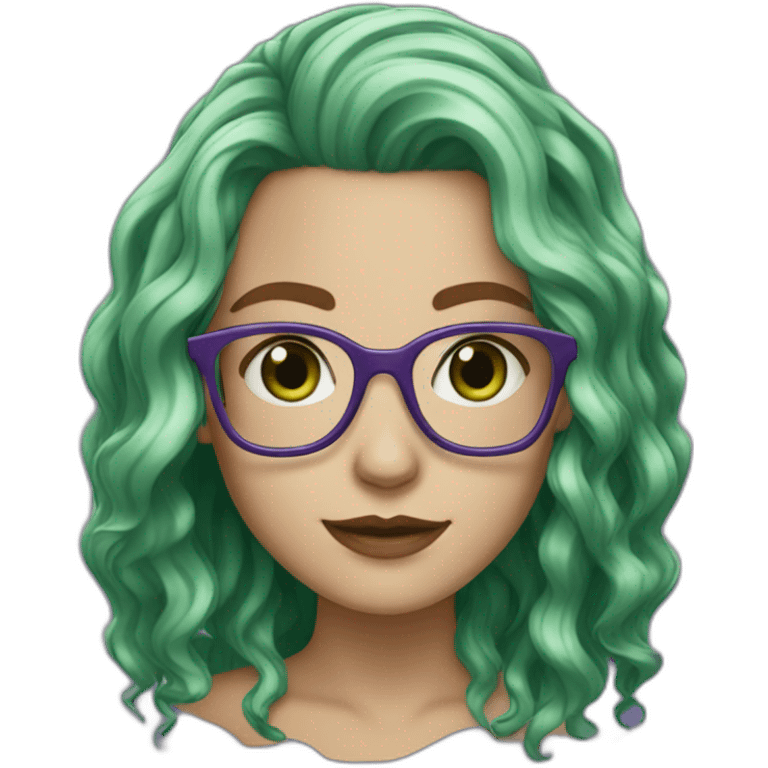 white-girl-purple-wavy-hair-green-eyes-square-glasses emoji