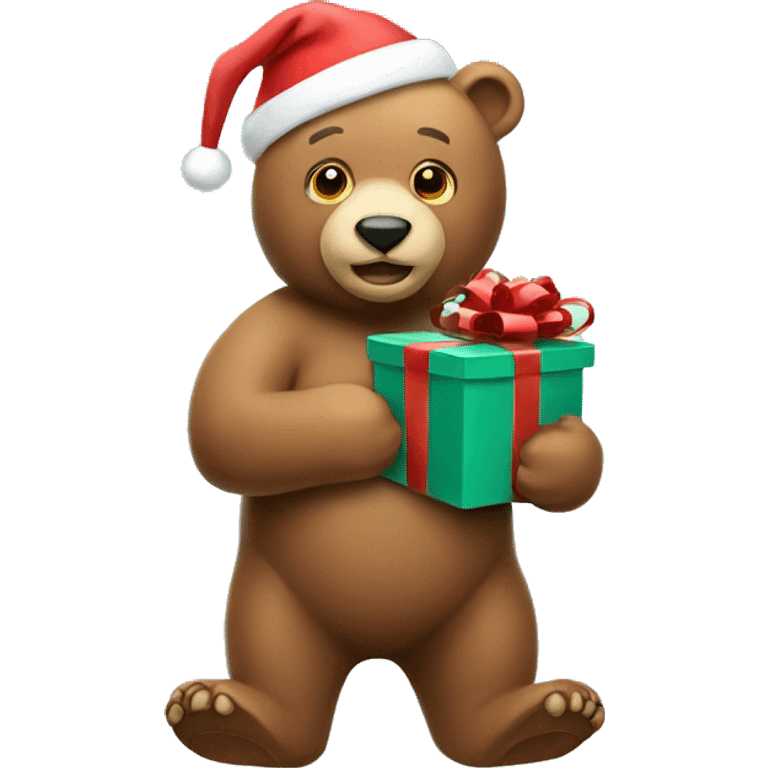 Christmas bear holding gifts emoji