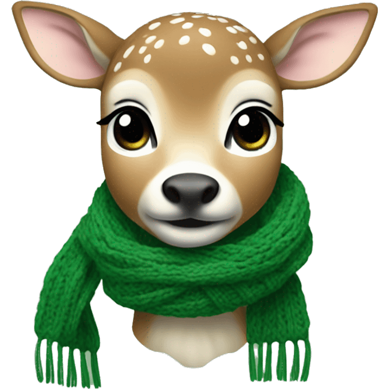 fawn with a white green knitted scarf emoji