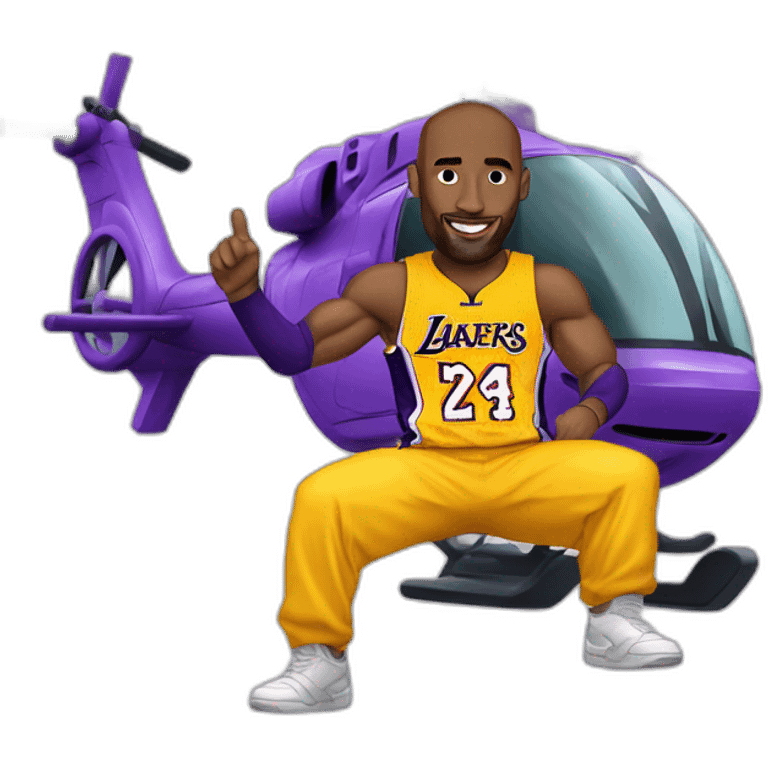 kobe bryant holding on tothe skids of a helicopter emoji