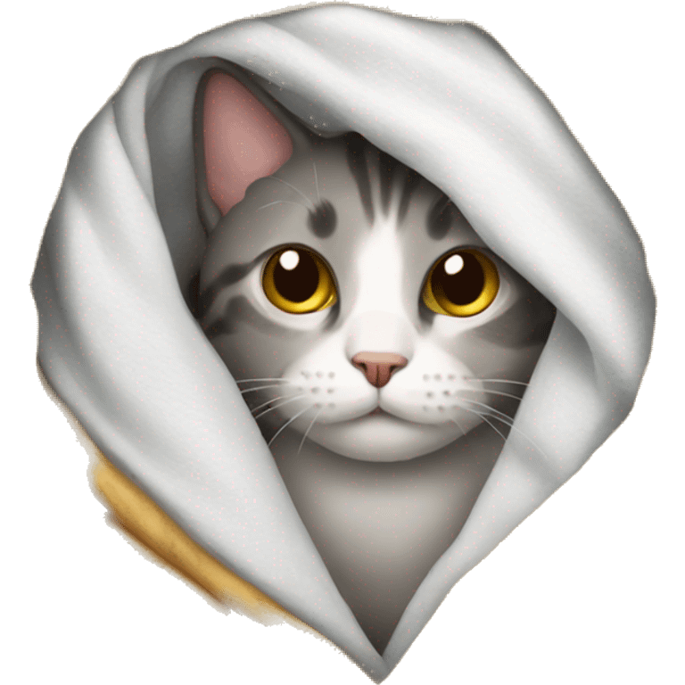 Cat under a blanket emoji