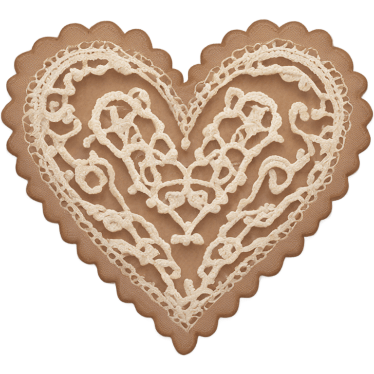 Pale brown lace heart emoji