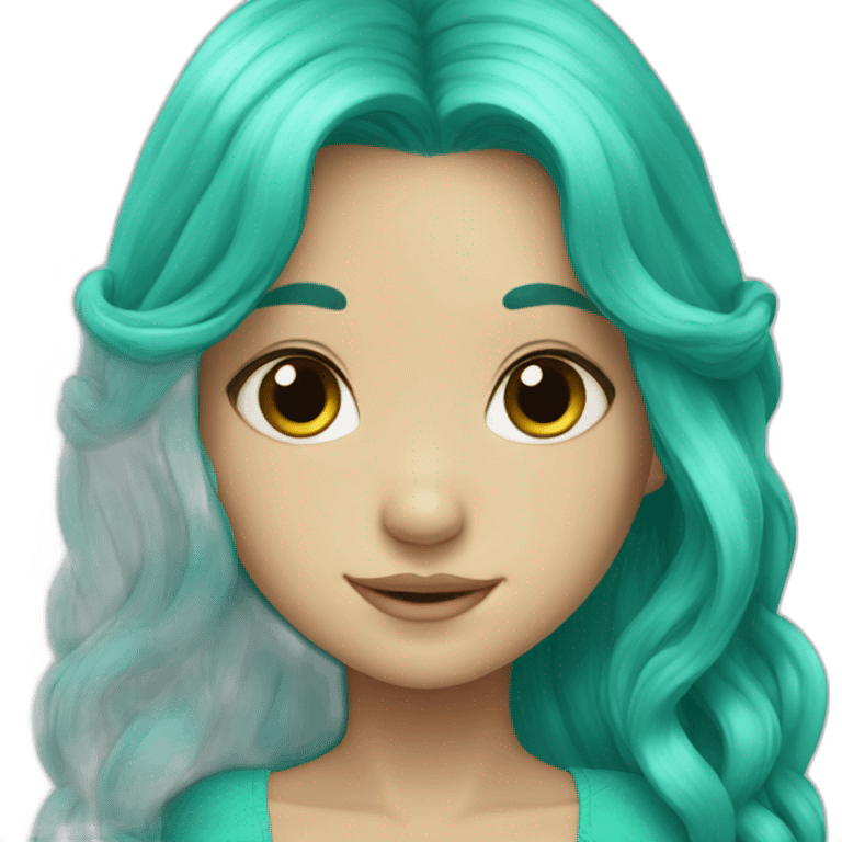 Cute turquoise fairy long hair emoji