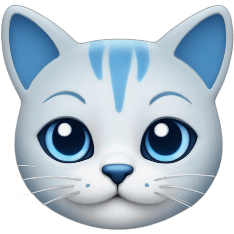 Blue simplistic sketch of a cute cat face emoji