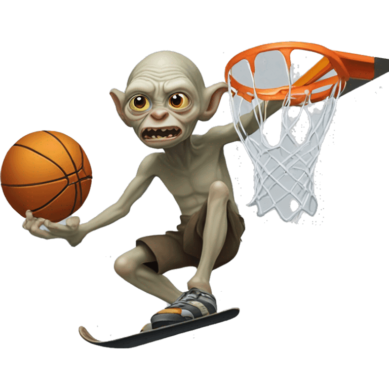 Gollum snowboarding a basketball hoop emoji