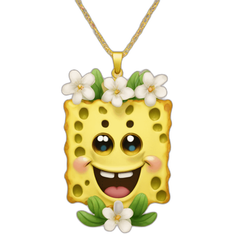 SpongeBob with a flower necklace  emoji