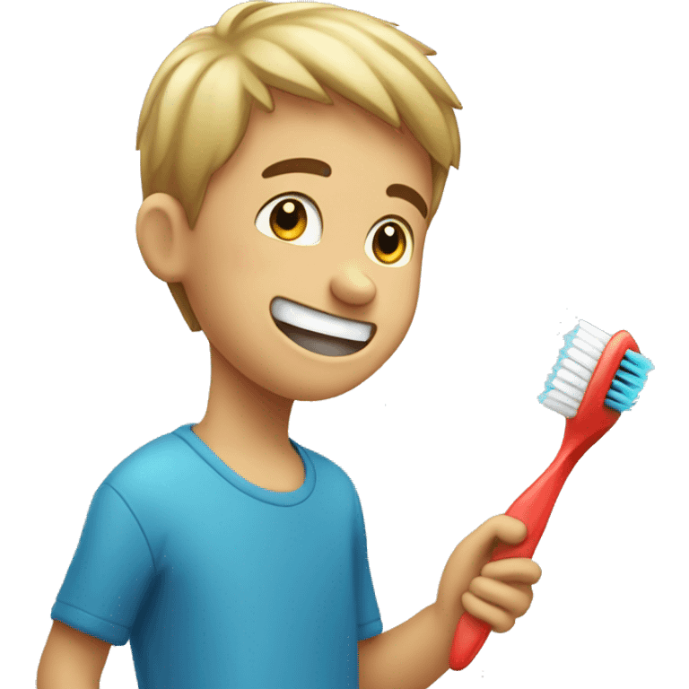 boy brushing teethbrush emoji