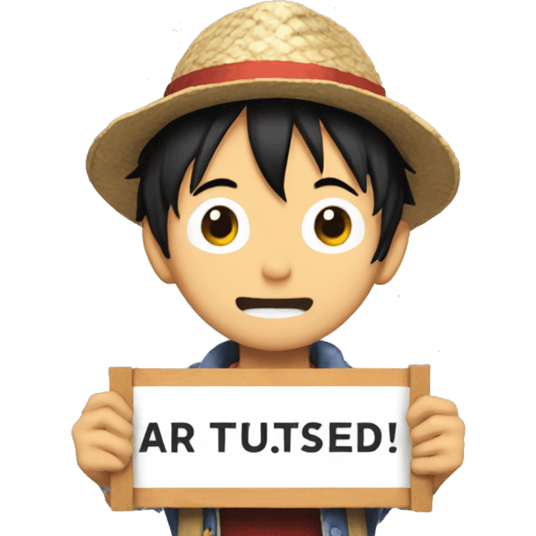 Luffy holding a sign that protests ai emoji