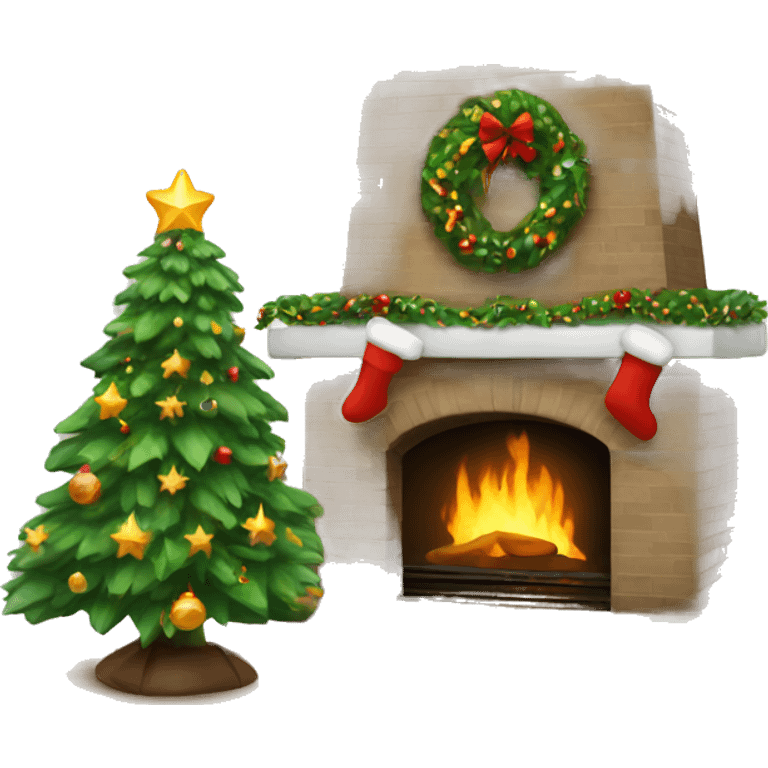 Christmas tree and fireplace  emoji