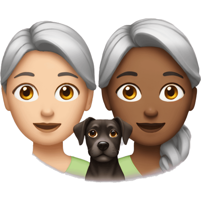 two women with a dog emoji