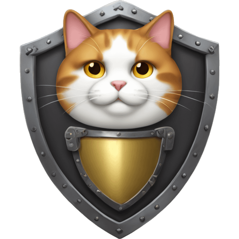 Fat calico cat with a shield  emoji