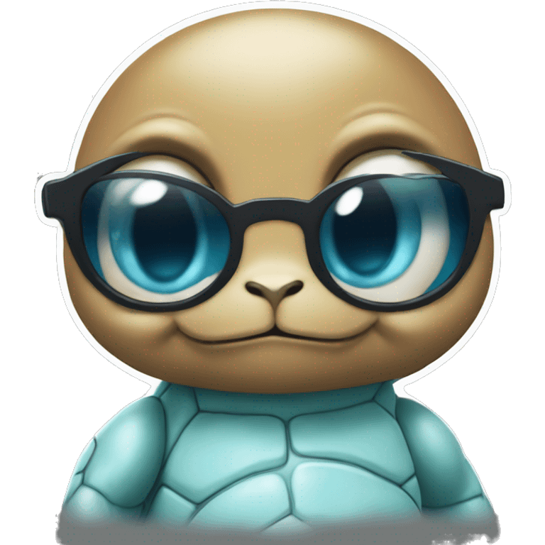 Squirtle with sunglasses crying and smiling emoji