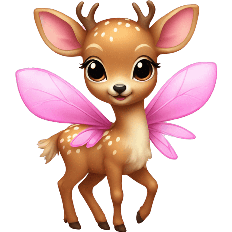 baby deer with fairy wings and a pink bow around its neck  emoji