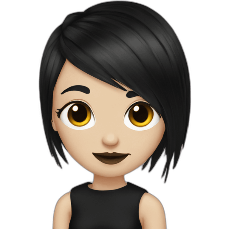 goth girl black hair undercut emoji