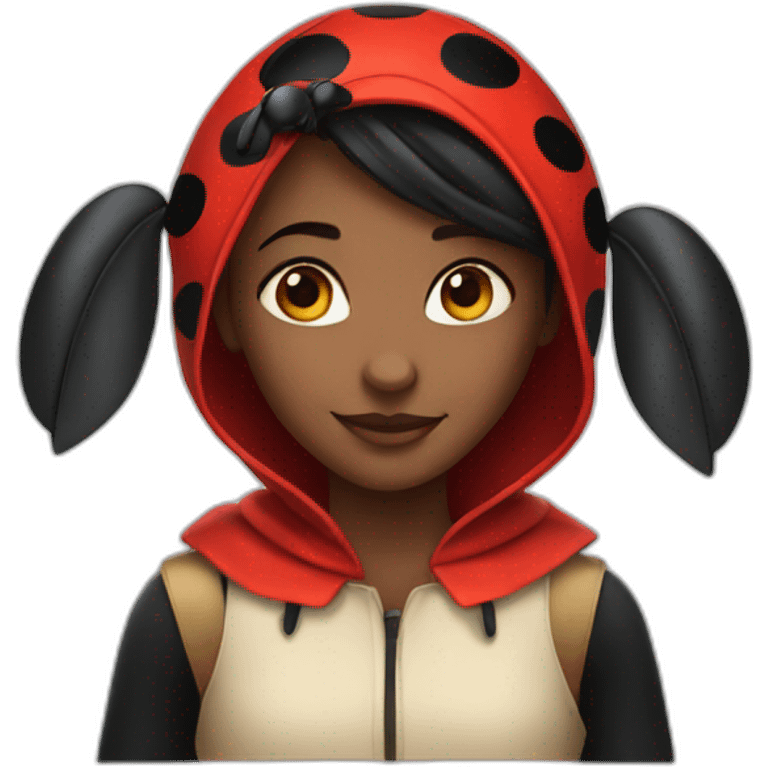 Girl dressed as Ladybug emoji