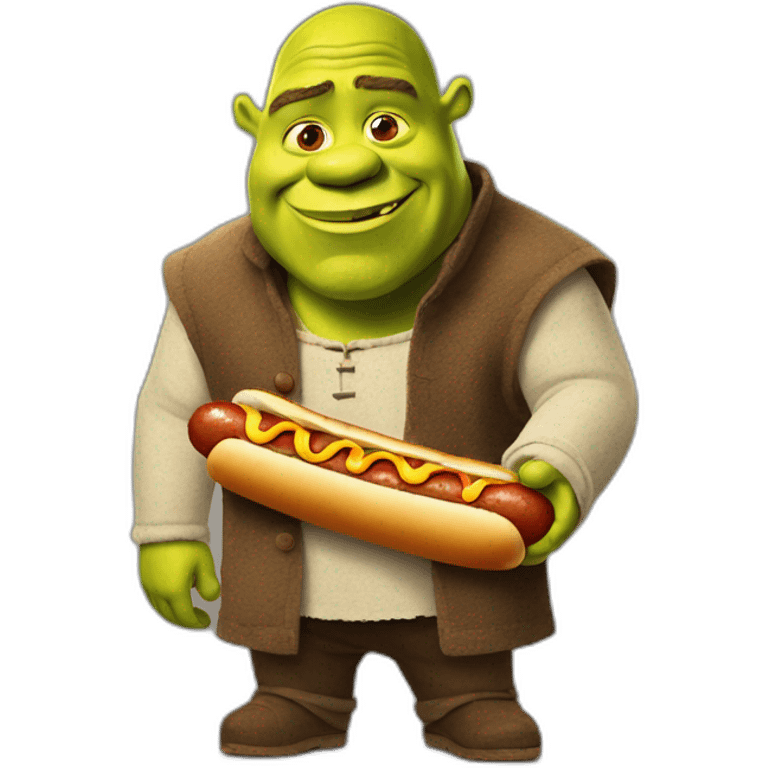 shrek with hotdog emoji