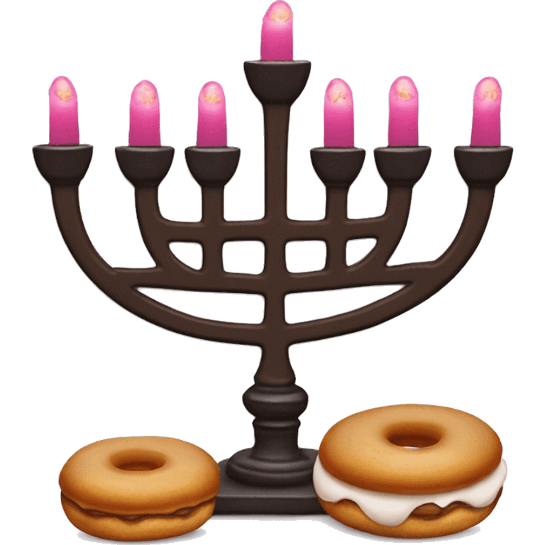 Menorah with a jelly donut emoji