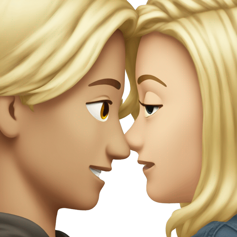 kissing boy brown hair and girl blond hair emoji