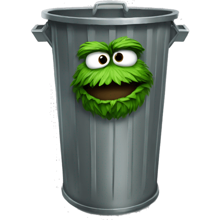 oscar the grouch inside metal trash can emoji