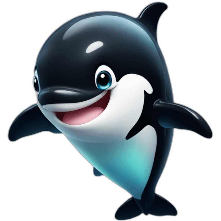 cute orca blowing a kiss emoji