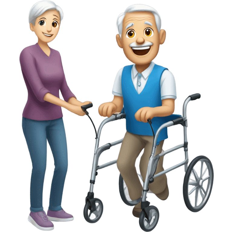 Old man with birthday handicap walker emoji