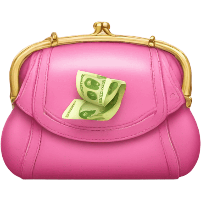 Pink designer purse with money sticking put the top  emoji