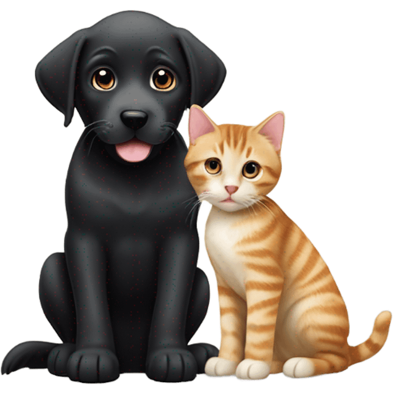 Black lab with tabby kitten emoji