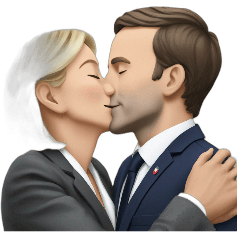 macron kiss lepen emoji