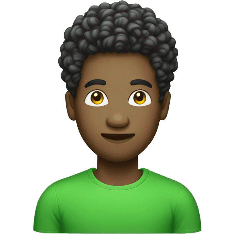 Afro men with twist hair green t-shirt  emoji