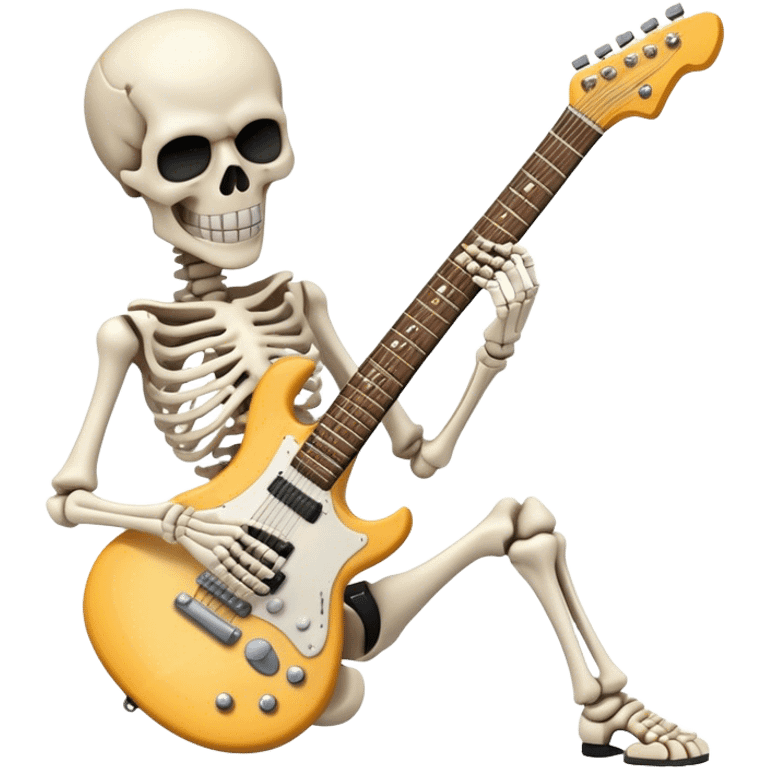 Skeleton playing loud electric guitar emoji