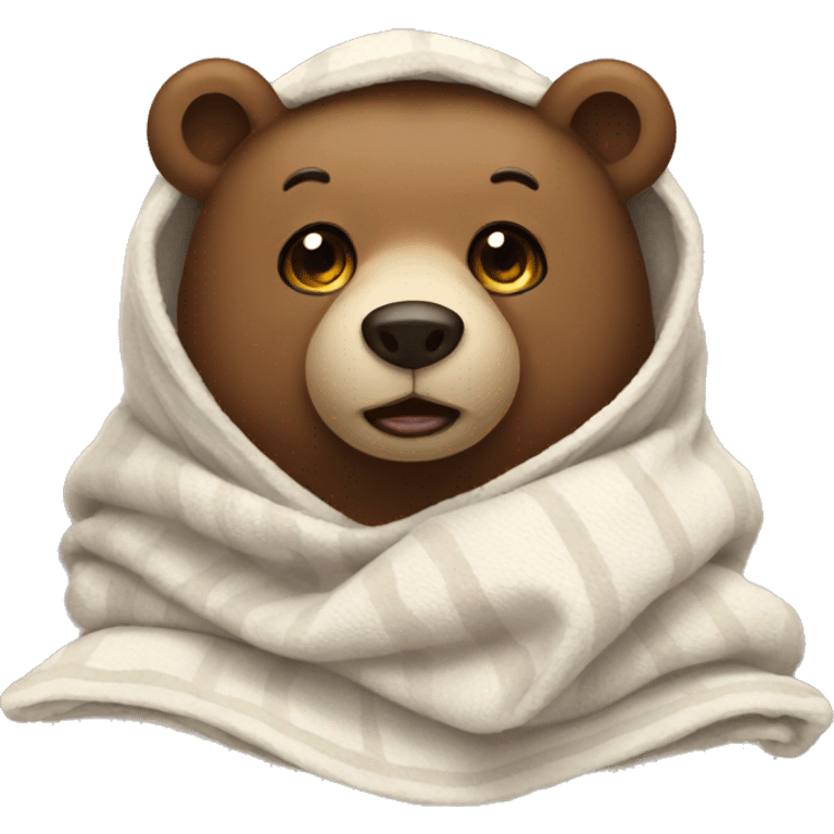 bear cozy in blanket emoji