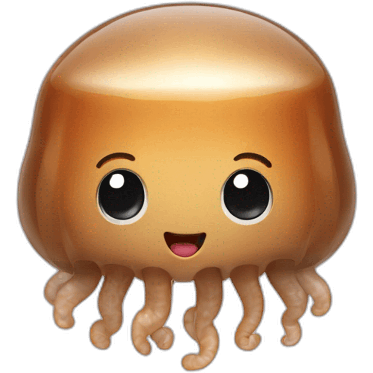 Cute baby brown jellyfish saying buy now emoji