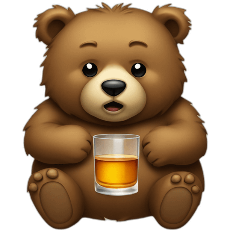 fat ragged shabby looking bear with whiskey in emoji