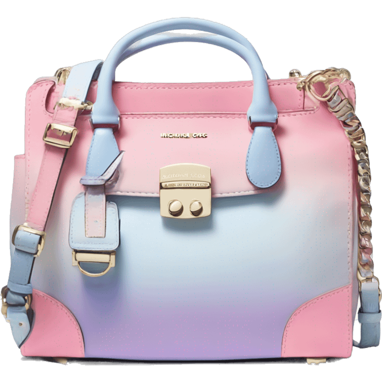 Realistic isolated pastel pink,pastel blue,bubblegum pink,and periwinkle ombre Michael Kors satchel purse.  emoji