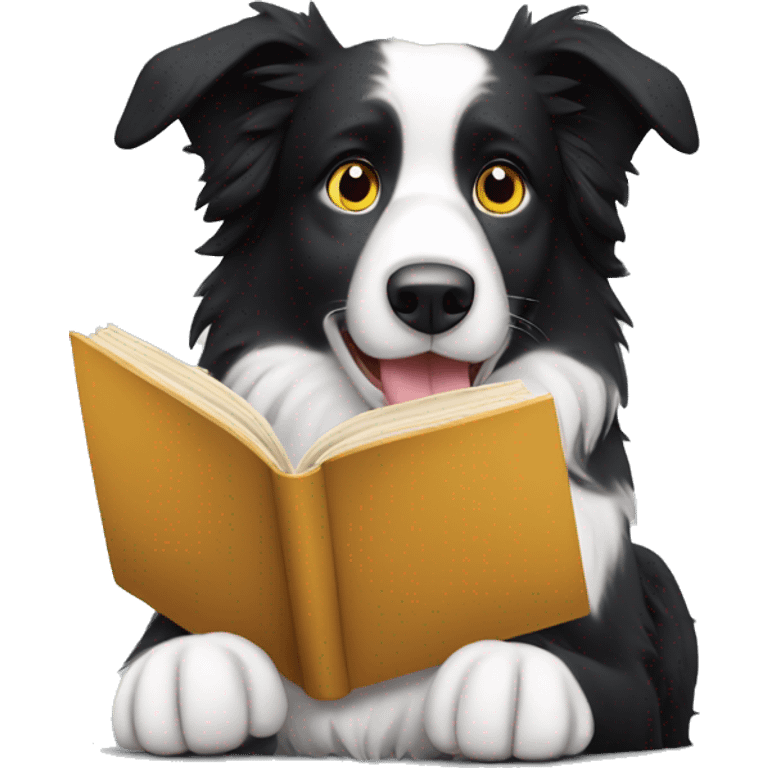 Border collie reading books emoji