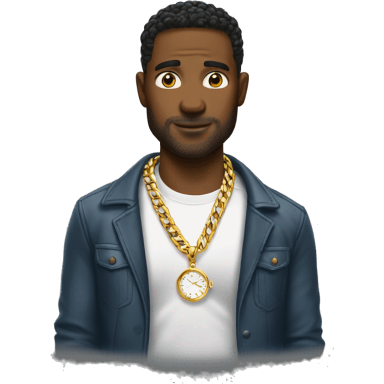 Man wearing chain and Rolex  emoji