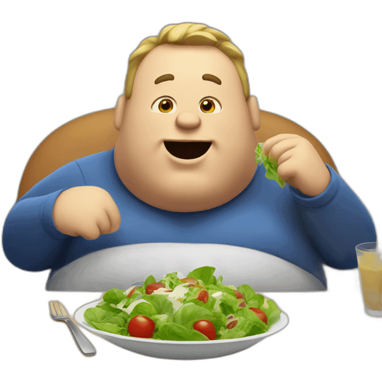 Fat guy eating salad emoji