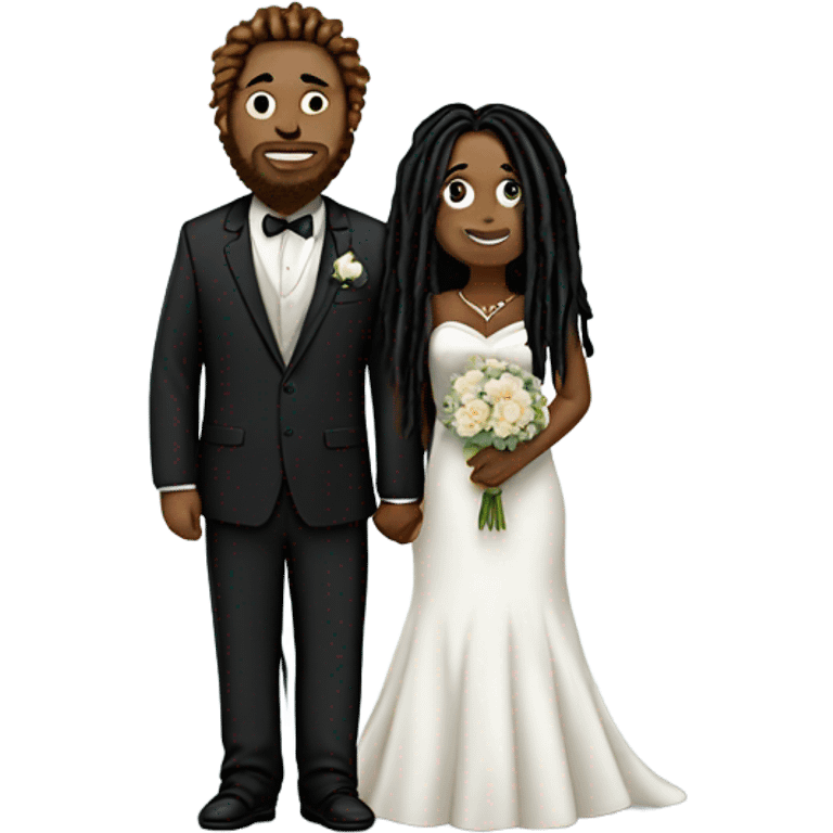 full body Plus size couple with dreads wedding pale emoji