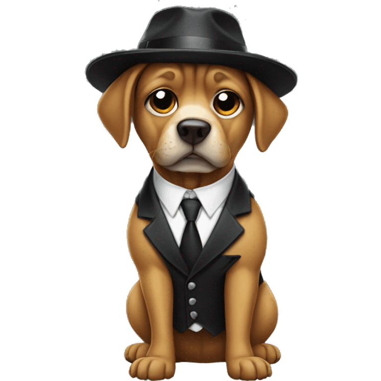 Dog dressed as a gangster emoji